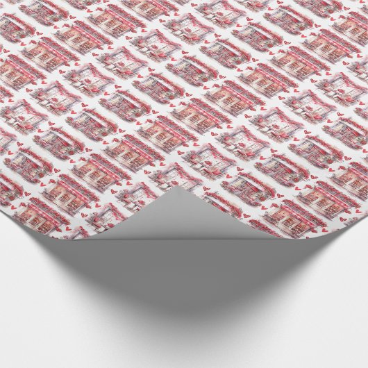 Valentijnsdag Caffe Romantisch Cadeaupapier (Hoek)