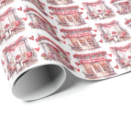 Valentijnsdag Caffe Romantisch Cadeaupapier (Rol Hoek)