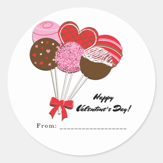 Valentijnsdag Cake Poppen Gepersonaliseerde Party  Ronde Sticker (Voorkant)