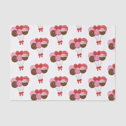 Valentijnsdag Cake Poppen Sugar Sweets Custom Tissuepapier (Voorkant)