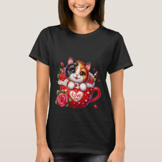 Valentijnsdag Calico Kat Houd Van Jou Mok Kunst ✨� T-shirt