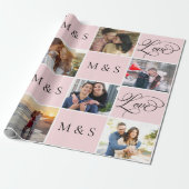 Valentijnsdag Calligrafie Photo Collage Cadeaupapier (Uitgerold)