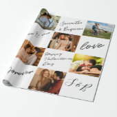Valentijnsdag Calligrafie Photo Collage Cadeaupapier (Uitgerold)