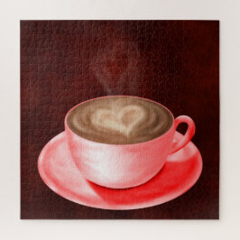 Valentijnsdag Cappuccino Kunst Hart Legpuzzel