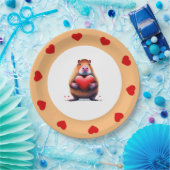 Valentijnsdag Capybara, 7"rond document Bord (Feest)