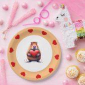 Valentijnsdag Capybara, 7"rond document Bord (Feest)