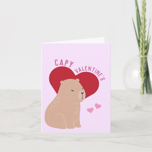 Valentijnsdag Capybara Capy Valentijns Kaart (Voorkant)