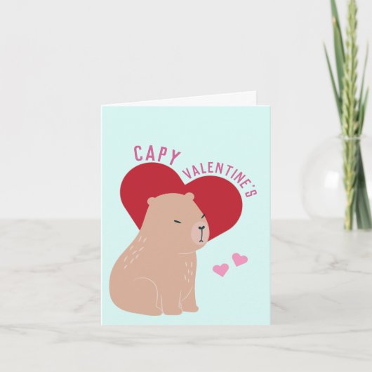 Valentijnsdag Capybara Capy Valentijns Kaart (Voorkant)