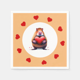 Valentijnsdag Capybara papier servet