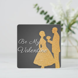 Valentijnsdag Card Golden Silhouette Design Kaart