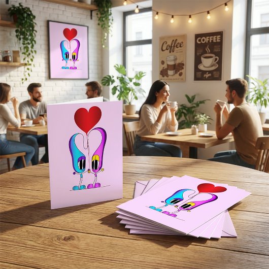 Valentijnsdag Cartoon Personage Feestdagen Kaart