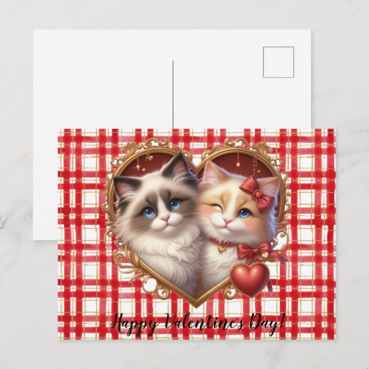 Valentijnsdag Cat Briefkaart (Voorkant / Achterkant)