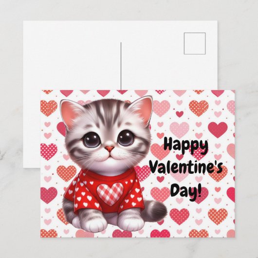 Valentijnsdag Cat Briefkaart (Voorkant / Achterkant)