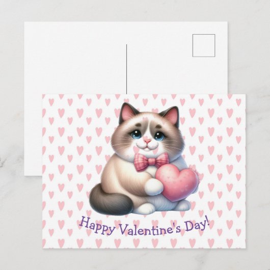 Valentijnsdag Cat Briefkaart (Voorkant / Achterkant)
