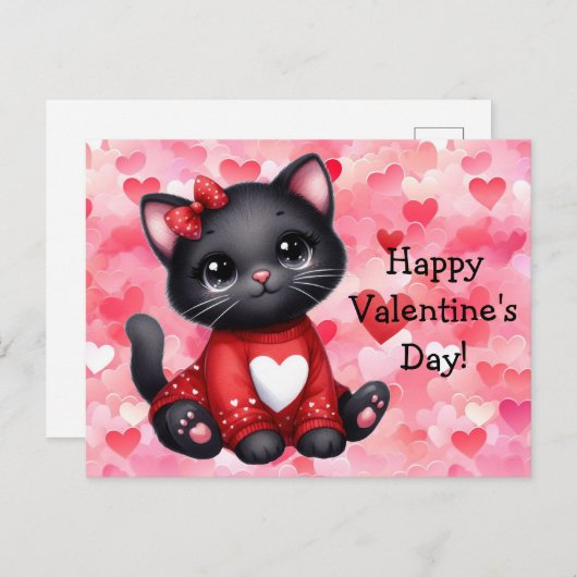 Valentijnsdag Cat Briefkaart (Voorkant / Achterkant)