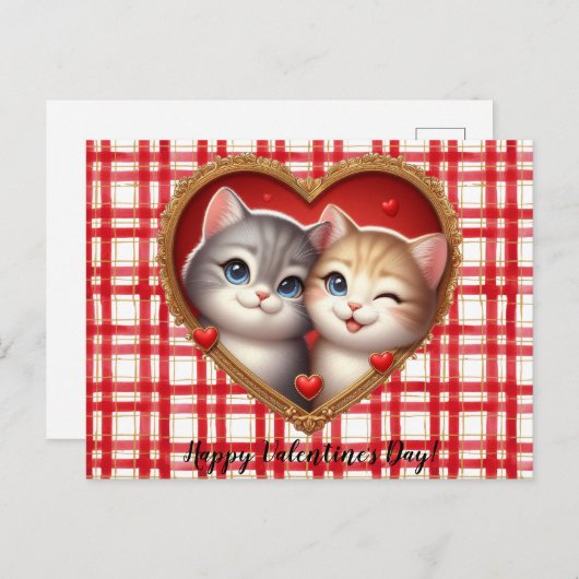 Valentijnsdag Cat Briefkaart (Voorkant / Achterkant)