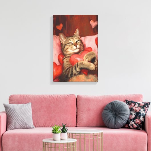 Valentijnsdag Cat Canvas Afdruk (Insitu (Woonkamer))