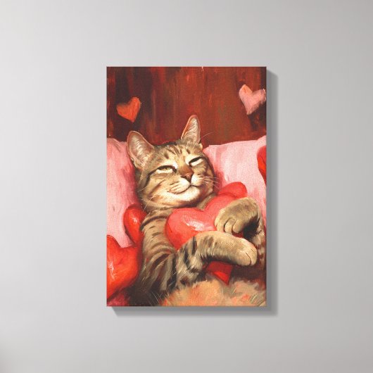 Valentijnsdag Cat Canvas Afdruk (Voorkant)