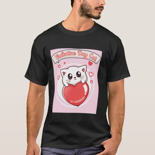 Valentijnsdag cat cat grappig lange mouw T Shirt (Voorkant)