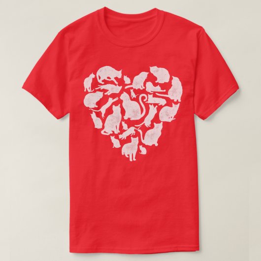 Valentijnsdag Cat Heart Funny Kat Kitten (1) T-shirt (Design voorkant)