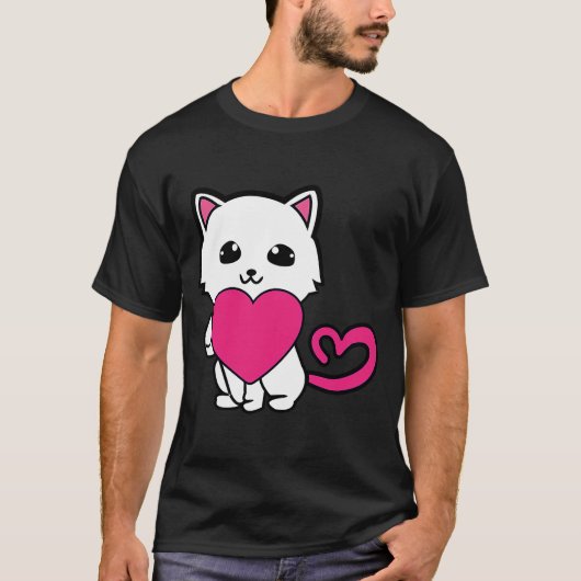 Valentijnsdag Cat Love Feline Kitten Fan T-shirt (Voorkant)