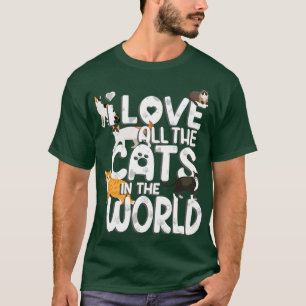 Valentijnsdag Cat Lover houdt van alle katten T-shirt