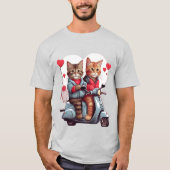 Valentijnsdag Cat op een Scooter 12k Design T-shirt (Voorkant)