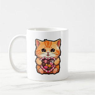 Valentijnsdag Cat: Schattige Kat met een hart Koffiemok