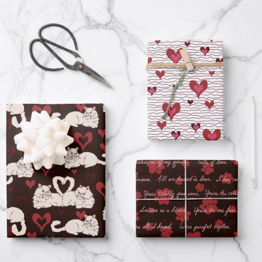 Valentijnsdag Cat Tails of Love Inpakpapier Vel (Voorkant)