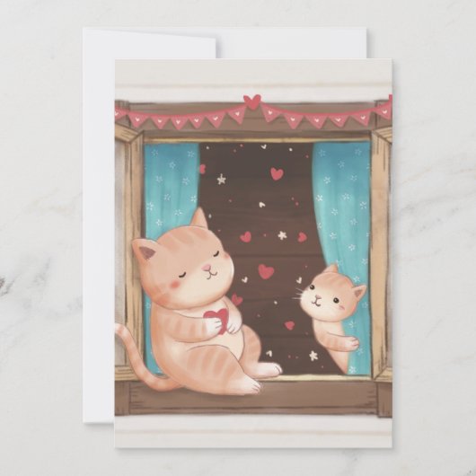 Valentijnsdag: Cats & Hearts Illustration Kaart (Voorkant)