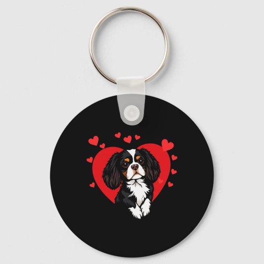 Valentijnsdag Cavalier King Charles Spaniel Sleutelhanger (Voorkant)
