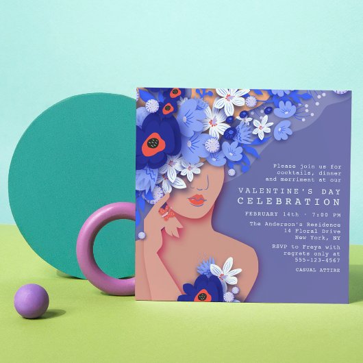 Valentijnsdag Celebration Modern Girly Floral Kaart