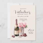 Valentijnsdag Champagne Diner Party Kaart (Voorkant)