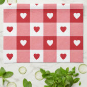 Valentijnsdag Charmant Rood & Wit Geruit Hart Theedoek (Gevouwen)