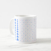 Valentijnsdag Checklist Puzzel Roze, Blauwe Harten Koffiemok (Voorkant links)