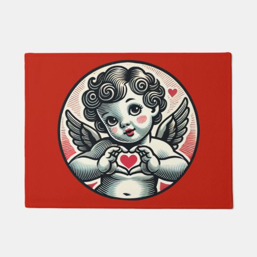 Valentijnsdag Cherub Cupid Angel Deurmat (Voorkant)