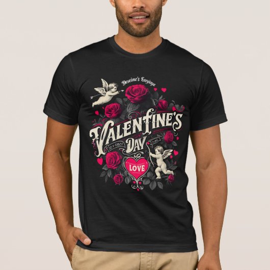  Valentijnsdag Cherub en Rozen T-shirt (Voorkant)
