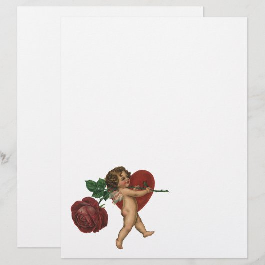Valentijnsdag Cherub en Victoriaans Roos (Voorkant / Achterkant)