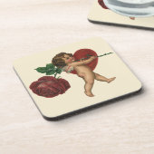  Valentijnsdag Cherub en Victoriaans Roos Bier Onderzetter (Linkerzijde)