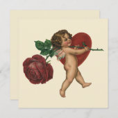 Valentijnsdag Cherub en Victoriaans Roos Feestdagenkaart (Voorkant / Achterkant)