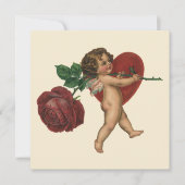 Valentijnsdag Cherub en Victoriaans Roos Feestdagenkaart (Voorkant)