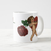 Valentijnsdag Cherub en Victoriaans Roos Grote Koffiekop (Voorkant rechts)