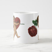 Valentijnsdag Cherub en Victoriaans Roos Grote Koffiekop (Voorkant)