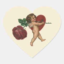  Valentijnsdag Cherub en Victoriaans Roos Hart Sticker