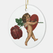  Valentijnsdag Cherub en Victoriaans Roos Keramisch Ornament (Links)