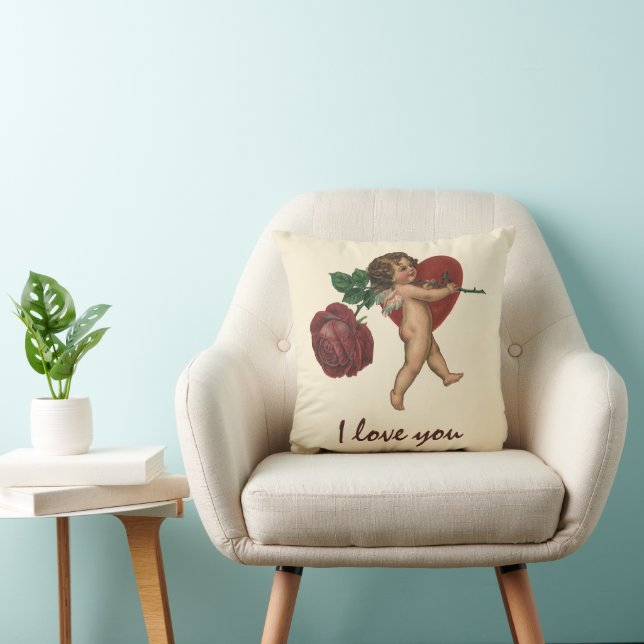  Valentijnsdag Cherub en Victoriaans Roos Kussen (Stoel)