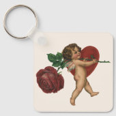 Valentijnsdag Cherub en Victoriaans Roos Sleutelhanger (Voorkant)