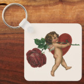 Valentijnsdag Cherub en Victoriaans Roos Sleutelhanger (Voorkant)
