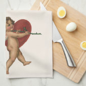 Valentijnsdag Cherub en Victoriaans Roos Theedoek (Quarter Fold)