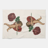 Valentijnsdag Cherub en Victoriaans Roos Theedoek (Horizontaal)